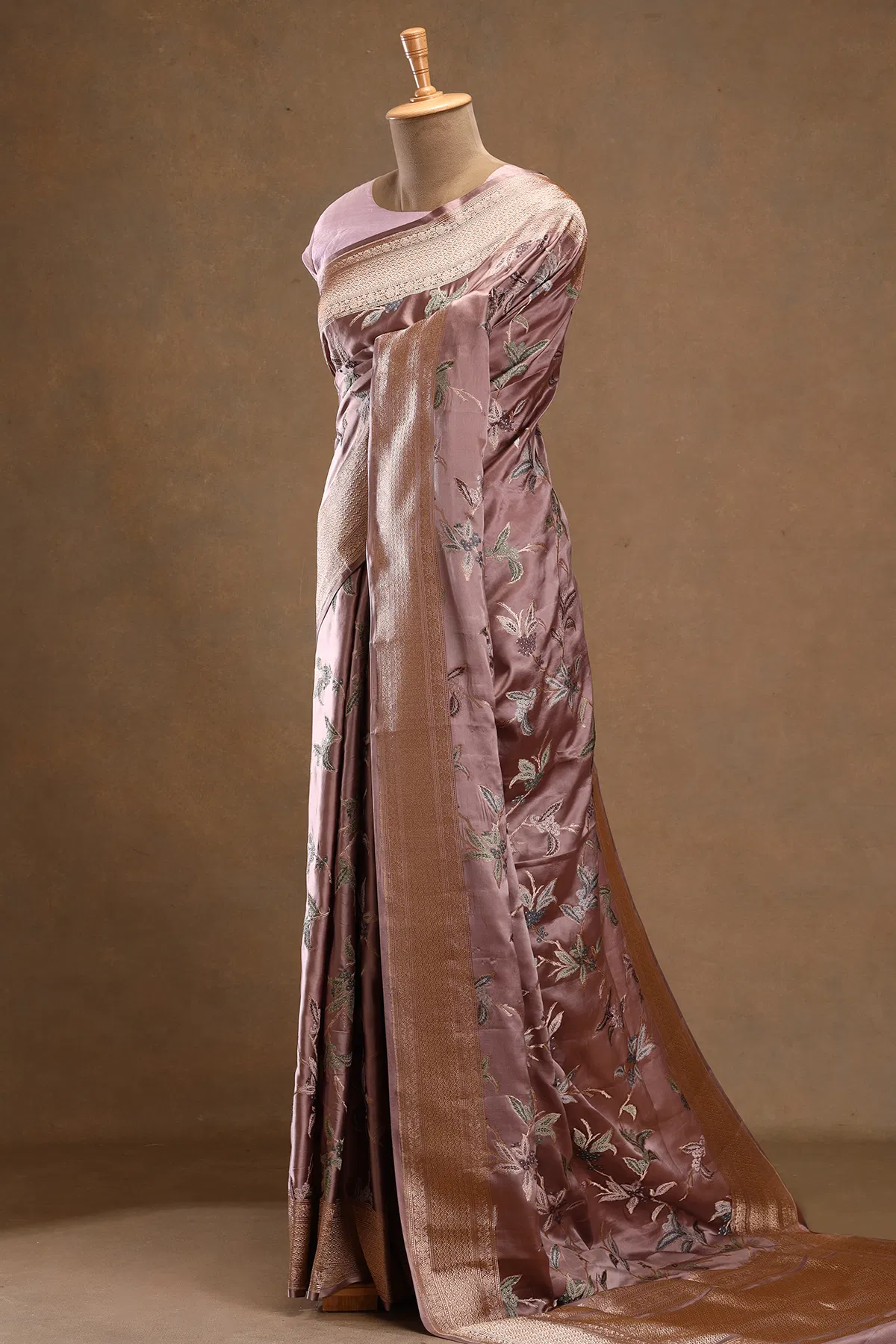lavender zari woven banarasi silk saree